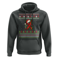Santa Red Ribbon HIV Awareness Hoodie Ugly Sweater Christmas Gift - Wonder Print Shop