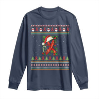 Santa Red Ribbon HIV Awareness Long Sleeve Shirt Ugly Sweater Christmas Gift - Wonder Print Shop