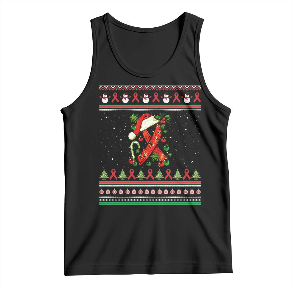 Santa Red Ribbon HIV Awareness Tank Top Ugly Sweater Christmas Gift - Wonder Print Shop