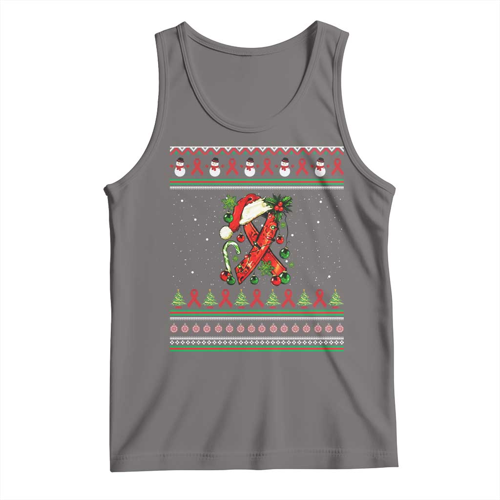 Santa Red Ribbon HIV Awareness Tank Top Ugly Sweater Christmas Gift - Wonder Print Shop