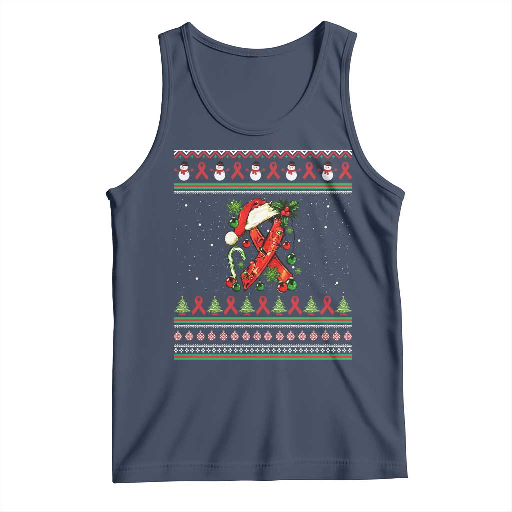 Santa Red Ribbon HIV Awareness Tank Top Ugly Sweater Christmas Gift - Wonder Print Shop