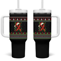 Santa Red Ribbon HIV Awareness Tumbler With Handle Ugly Sweater Christmas Gift - Wonder Print Shop