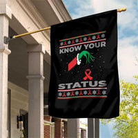 Funny Know Your Status Green Hand Garden Flag Red Ribbon HIV Ugly Sweater Gift - Wonder Print Shop