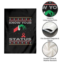 Funny Know Your Status Green Hand Garden Flag Red Ribbon HIV Ugly Sweater Gift - Wonder Print Shop