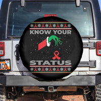 Funny Know Your Status Green Hand Spare Tire Cover Red Ribbon HIV Ugly Sweater Gift - Wonder Print Shop