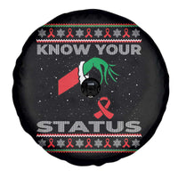 Funny Know Your Status Green Hand Spare Tire Cover Red Ribbon HIV Ugly Sweater Gift - Wonder Print Shop