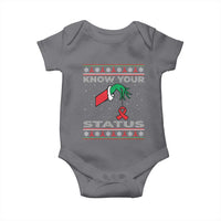 Funny Know Your Status Green Hand Baby Onesie Red Ribbon HIV Ugly Sweater Gift - Wonder Print Shop