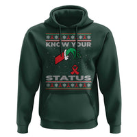 Funny Know Your Status Green Hand Hoodie Red Ribbon HIV Ugly Sweater Gift - Wonder Print Shop