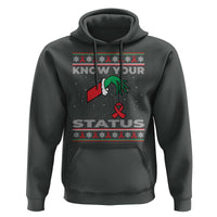 Funny Know Your Status Green Hand Hoodie Red Ribbon HIV Ugly Sweater Gift - Wonder Print Shop