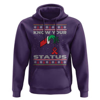 Funny Know Your Status Green Hand Hoodie Red Ribbon HIV Ugly Sweater Gift - Wonder Print Shop