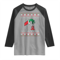 Funny Know Your Status Green Hand Raglan Shirt Red Ribbon HIV Ugly Sweater Gift - Wonder Print Shop