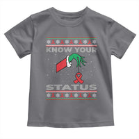 Funny Know Your Status Green Hand Toddler T Shirt Red Ribbon HIV Ugly Sweater Gift - Wonder Print Shop