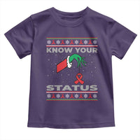 Funny Know Your Status Green Hand Toddler T Shirt Red Ribbon HIV Ugly Sweater Gift - Wonder Print Shop