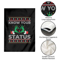 Know Your Status HIV Awareness Gift Garden Flag Ugly Sweater Green Hand Red Ribbon - Wonder Print Shop