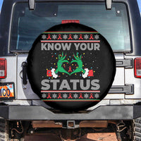 Know Your Status HIV Awareness Gift Spare Tire Cover Ugly Sweater Green Hand Red Ribbon - Wonder Print Shop
