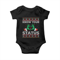 Know Your Status HIV Awareness Gift Baby Onesie Ugly Sweater Green Hand Red Ribbon - Wonder Print Shop