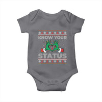 Know Your Status HIV Awareness Gift Baby Onesie Ugly Sweater Green Hand Red Ribbon - Wonder Print Shop