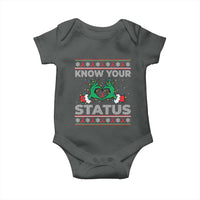 Know Your Status HIV Awareness Gift Baby Onesie Ugly Sweater Green Hand Red Ribbon - Wonder Print Shop