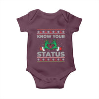 Know Your Status HIV Awareness Gift Baby Onesie Ugly Sweater Green Hand Red Ribbon - Wonder Print Shop