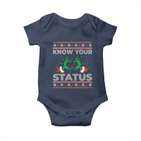 Know Your Status HIV Awareness Gift Baby Onesie Ugly Sweater Green Hand Red Ribbon - Wonder Print Shop