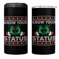 Know Your Status HIV Awareness Gift 4 in 1 Can Cooler Tumbler Ugly Sweater Green Hand Red Ribbon - Wonder Print Shop