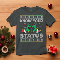 Know Your Status HIV Awareness Gift T Shirt Ugly Sweater Green Hand Red Ribbon - Wonder Print Shop