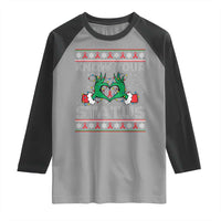 Know Your Status HIV Awareness Gift Raglan Shirt Ugly Sweater Green Hand Red Ribbon - Wonder Print Shop