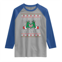 Know Your Status HIV Awareness Gift Raglan Shirt Ugly Sweater Green Hand Red Ribbon - Wonder Print Shop