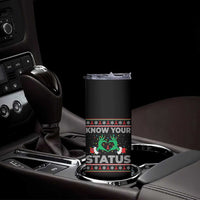 Know Your Status HIV Awareness Gift Skinny Tumbler Ugly Sweater Green Hand Red Ribbon - Wonder Print Shop