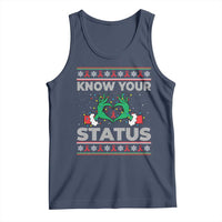 Know Your Status HIV Awareness Gift Tank Top Ugly Sweater Green Hand Red Ribbon - Wonder Print Shop