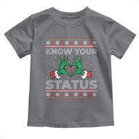 Know Your Status HIV Awareness Gift Toddler T Shirt Ugly Sweater Green Hand Red Ribbon - Wonder Print Shop