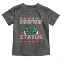 Know Your Status HIV Awareness Gift Toddler T Shirt Ugly Sweater Green Hand Red Ribbon - Wonder Print Shop