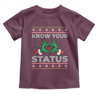 Know Your Status HIV Awareness Gift Toddler T Shirt Ugly Sweater Green Hand Red Ribbon - Wonder Print Shop