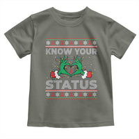 Know Your Status HIV Awareness Gift Toddler T Shirt Ugly Sweater Green Hand Red Ribbon - Wonder Print Shop