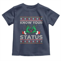 Know Your Status HIV Awareness Gift Toddler T Shirt Ugly Sweater Green Hand Red Ribbon - Wonder Print Shop