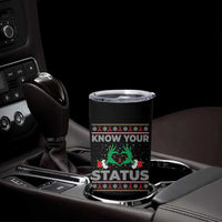 Know Your Status HIV Awareness Gift Tumbler Cup Ugly Sweater Green Hand Red Ribbon - Wonder Print Shop