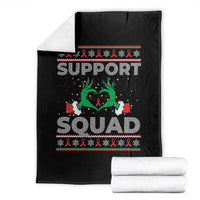 Support Squad HIV Awareness Gift Throw Blanket Green Hand Red Ribbon Ugly Sweater Christmas Gift - Wonder Print Shop