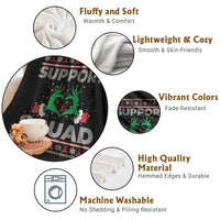 Support Squad HIV Awareness Gift Throw Blanket Green Hand Red Ribbon Ugly Sweater Christmas Gift - Wonder Print Shop