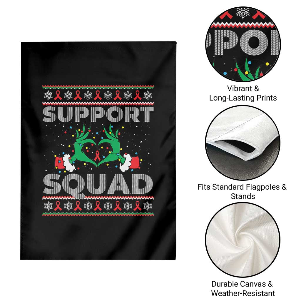 Support Squad HIV Awareness Gift Garden Flag Green Hand Red Ribbon Ugly Sweater Christmas Gift - Wonder Print Shop