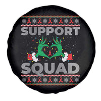 Support Squad HIV Awareness Gift Spare Tire Cover Green Hand Red Ribbon Ugly Sweater Christmas Gift - Wonder Print Shop