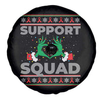 Support Squad HIV Awareness Gift Spare Tire Cover Green Hand Red Ribbon Ugly Sweater Christmas Gift - Wonder Print Shop
