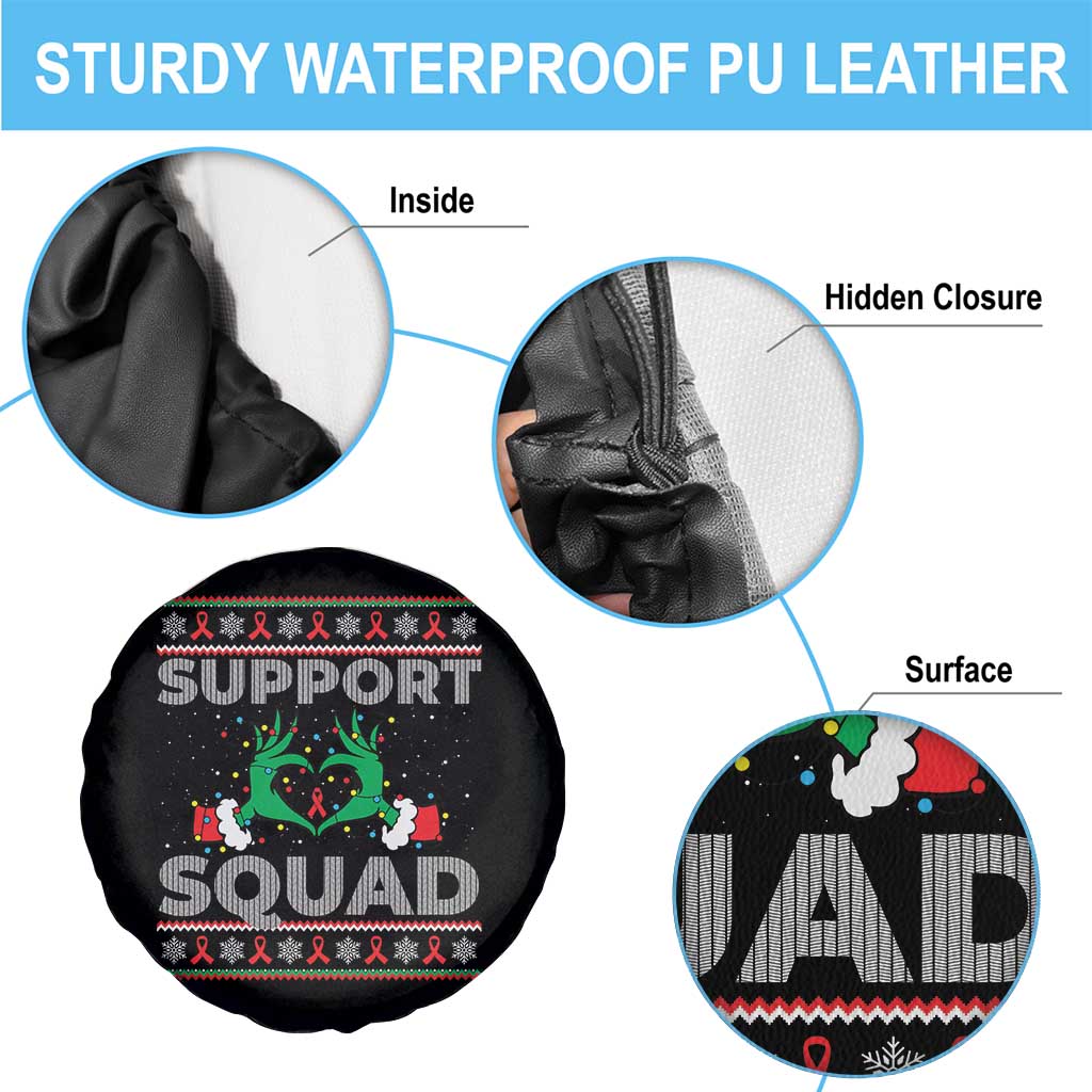 Support Squad HIV Awareness Gift Spare Tire Cover Green Hand Red Ribbon Ugly Sweater Christmas Gift - Wonder Print Shop