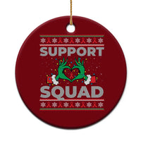 Support Squad HIV Awareness Gift Ceramic Ornament Green Hand Red Ribbon Ugly Sweater Xmas Gift - Wonder Print Shop