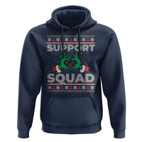 Support Squad HIV Awareness Gift Hoodie Green Hand Red Ribbon Ugly Sweater Christmas Gift - Wonder Print Shop
