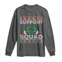 Support Squad HIV Awareness Gift Long Sleeve Shirt Green Hand Red Ribbon Ugly Sweater Christmas Gift - Wonder Print Shop