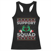 Support Squad HIV Awareness Gift Racerback Tank Top Green Hand Red Ribbon Ugly Sweater Christmas Gift - Wonder Print Shop