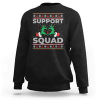 Support Squad HIV Awareness Gift Sweatshirt Green Hand Red Ribbon Ugly Sweater Christmas Gift - Wonder Print Shop
