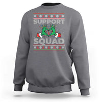 Support Squad HIV Awareness Gift Sweatshirt Green Hand Red Ribbon Ugly Sweater Christmas Gift - Wonder Print Shop