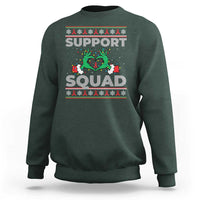 Support Squad HIV Awareness Gift Sweatshirt Green Hand Red Ribbon Ugly Sweater Christmas Gift - Wonder Print Shop