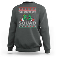 Support Squad HIV Awareness Gift Sweatshirt Green Hand Red Ribbon Ugly Sweater Christmas Gift - Wonder Print Shop